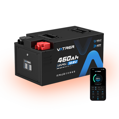 Vatrer 12V 460Ah Bluetooth Self-heating Lithium RV Battery 300A BMS