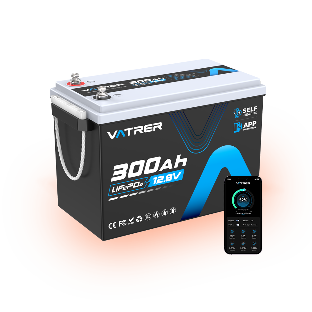 Vatrer 12V 300Ah Bluetooth Self-heating 200A BMS