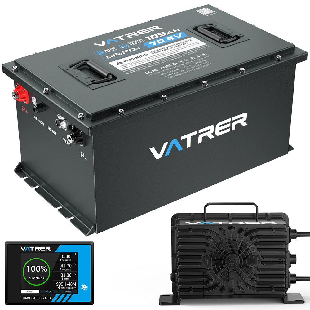 Vatrer 72V 105Ah Lithium Golf Cart Battery Conversion Kit 200A BMS