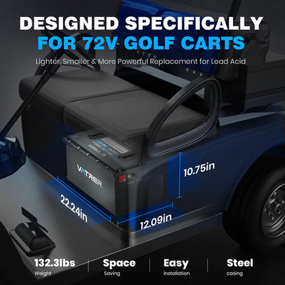 Vatrer 72V 105Ah Lithium Golf Cart Battery Conversion Kit 200A BMS